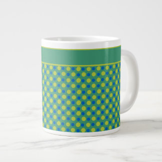 Jumbo Coffee Mug, Blue and Green Polka Dots Large Coffee Mug
