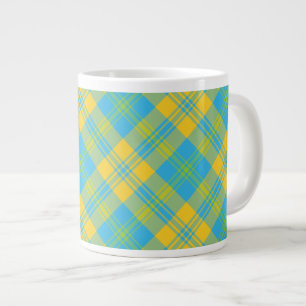 Jumbo Coffee Mug: Blue, Yellow, Green Plaid Large Coffee Mug