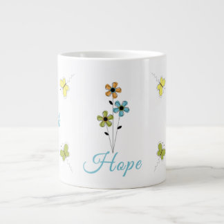 Jumbo Coffee Mug-Faith-Hope-Love-Butterfly-Flower Large Coffee Mug