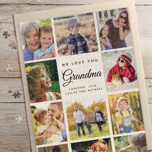 Jumbo Family Photo Collage Grandma WE LOVE YOU Jigsaw Puzzle