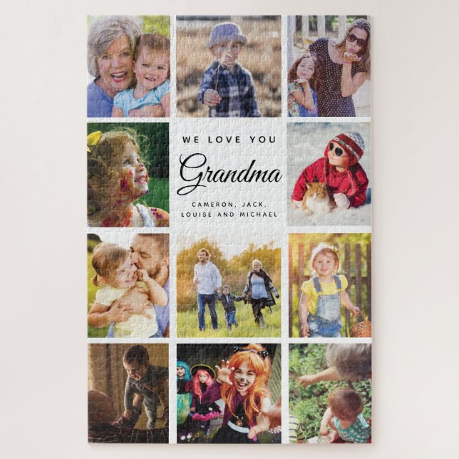 Jumbo Family Photo Collage Grandma WE LOVE YOU Jigsaw Puzzle (Vertical)
