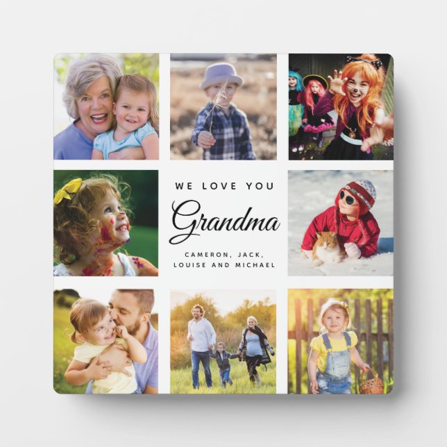 Jumbo Family Photo Collage Grandma WE LOVE YOU Plaque (Front)