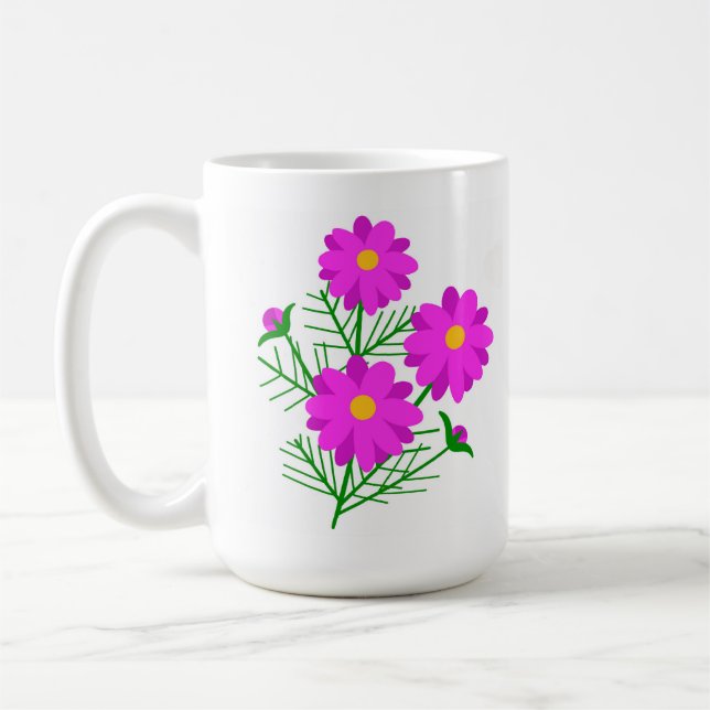 Jumbo Floral Mug with Bright Pink Flowers (Left)