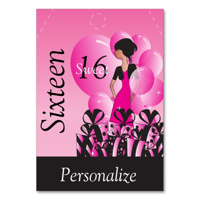Jumbo Gift Tag - Sweet Sixteen Table Number (Front)