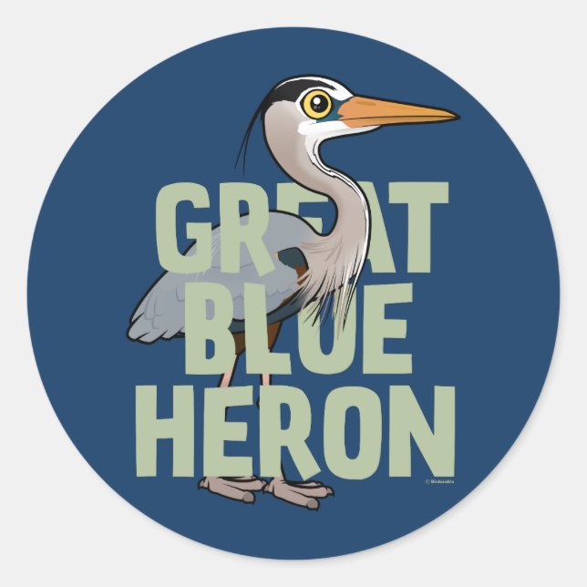 Jumbo Great Blue Heron Classic Round Sticker (Front)