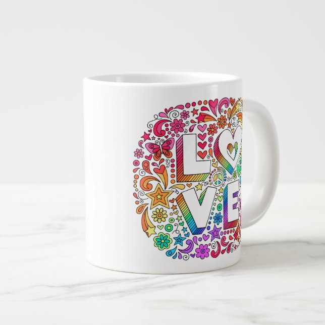 JUMBO Groovy Psychedelic LOVE Doodles Mug ♥ (Front Right)