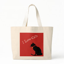 Jumbo I Love Cats Red And White Graphic Tote