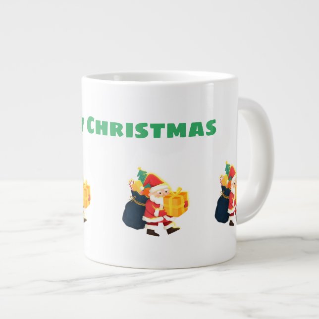 Jumbo Merry Christmas Wishes Printed Speciality  Large Coffee Mug (Front Right)