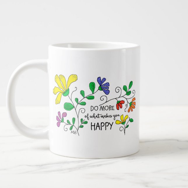 JUMBO Mug 20 oz.  Whimsical Floral Design (Left)