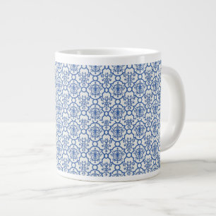Jumbo Mug-Blue Damask Large Coffee Mug