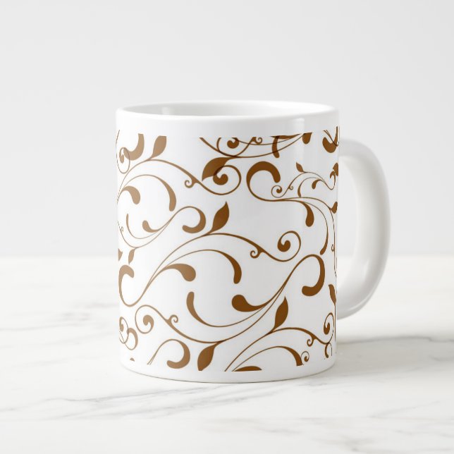 Jumbo Mug-Brown Swirls Large Coffee Mug (Front Right)