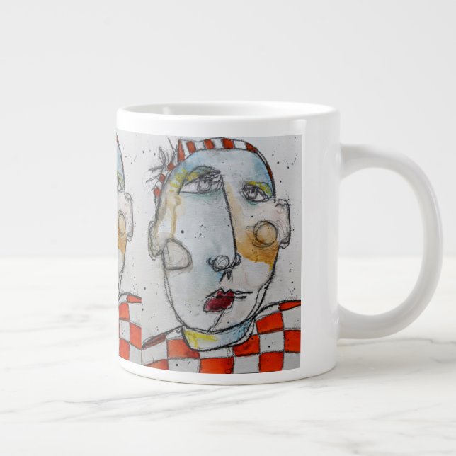 Jumbo Mug - Orange Chequered (Right)