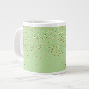 Jumbo Mug-Petite Golden Stars-Apple GRN Large Coffee Mug