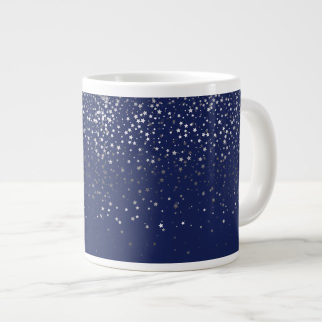 Jumbo Mug-Petite Stars Midnight Large Coffee Mug (Front Right)