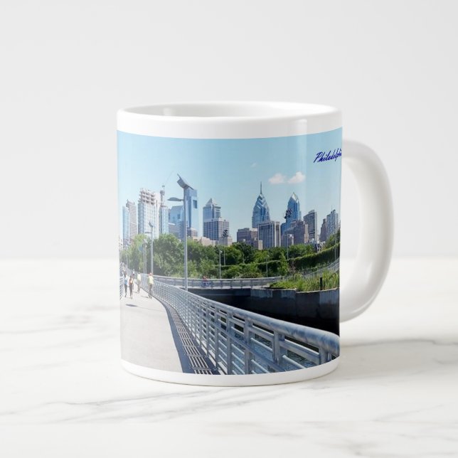 JUMBO MUG - Philadephia Boardwalk with skyline (Front Right)