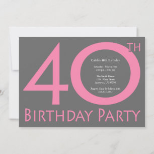 Jumbo Numbers Birthday Party (Pink / Grey) Invitation