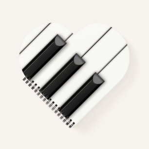 Jumbo Piano Keys Detail Musical Heart Notebook