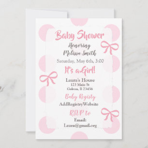Jumbo Pink Polka Dot girl's Baby Shower Invitation
