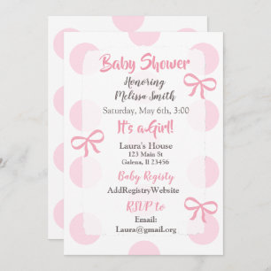 Jumbo Pink Polka Dot girl's Baby Shower Invitation