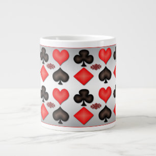 Jumbo Playing Cards Pattern Silver Mug