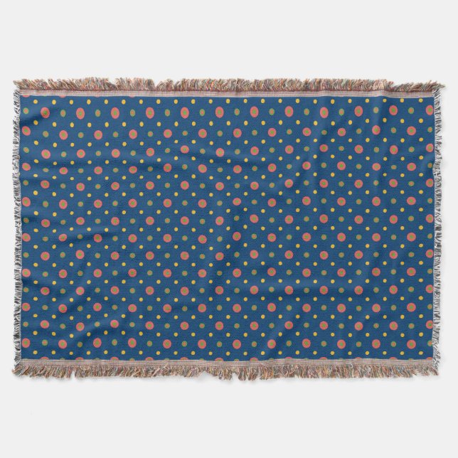 Jumbo Quirky Polka Dots on Navy Blue Throw Blanket (Front)