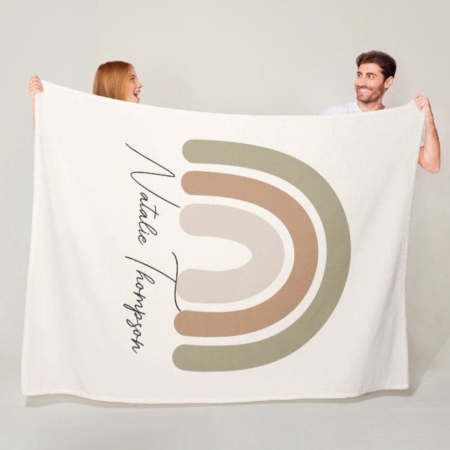 Jumbo rainbow cute monogram name pink for girls fleece blanket (In Situ)