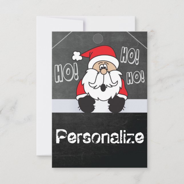 Jumbo Santa Chalkboard Style Gift Tag Invitation (Front)