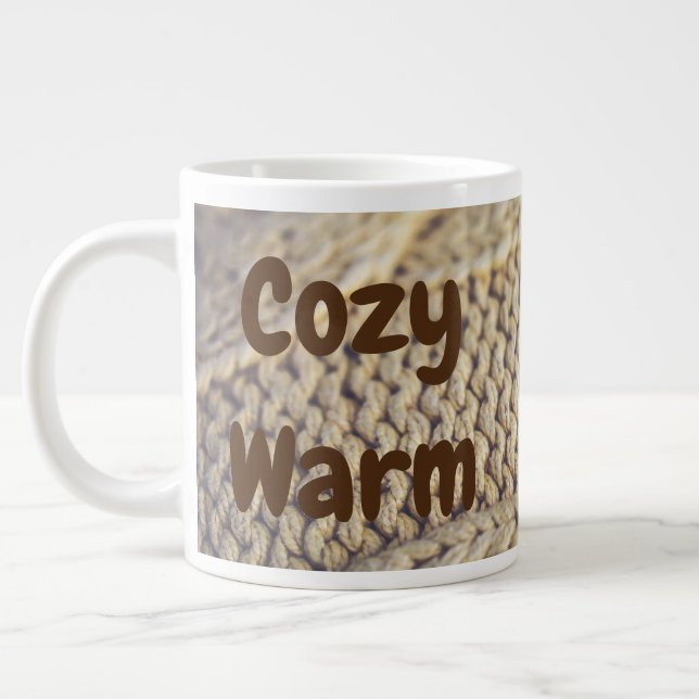 Jumbo size mug with "Cosy Warm" saying (Left)