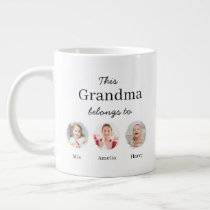 JUMBO size - Three Grandchildren Personalised Large Coffee Mug