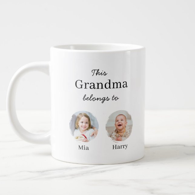 JUMBO size - Two Grandchildren Personalised  Large Coffee Mug (Left)