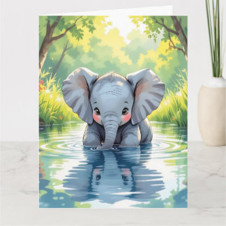 Jumbo-Sized Elephant and Colouring Page Birthday Card