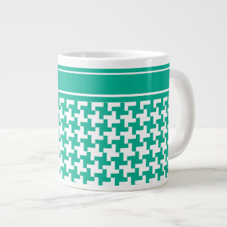 Jumbo-sized Mug, Emerald Green Dogtooth Check Large Coffee Mug