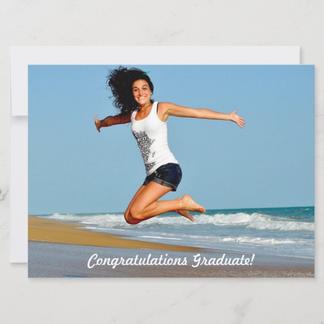 Jumbo Sized Photo Sand Heart Casual Graduation Invitation (Front)