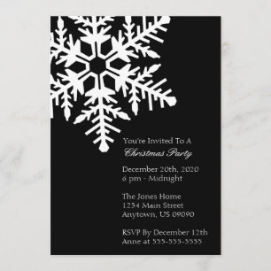 Jumbo Snowflake Christmas Party Invitation (Black)