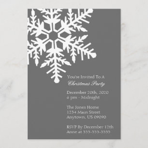 Jumbo Snowflake Christmas Party Invitation (Grey)