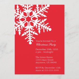 Jumbo Snowflake Christmas Party Invitation (Red)