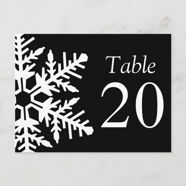 Jumbo Snowflake Table Numbers (Black / White) Postcard (Front)