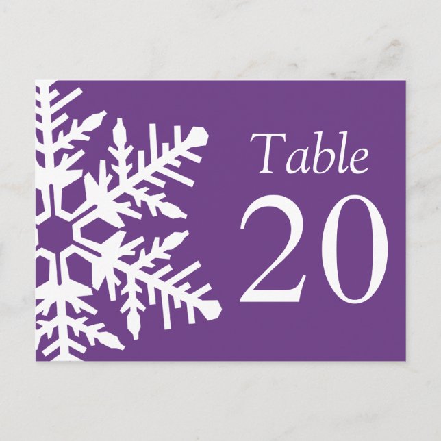 Jumbo Snowflake Table Numbers (Dark Purple/White) Postcard (Front)