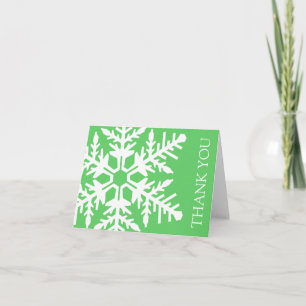 Jumbo Snowflake Thank You Card (Lime Green/White)