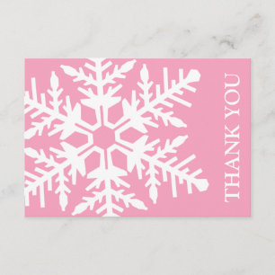 Jumbo Snowflake Thank You Card (Pink / White)