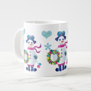 Jumbo Snowman Kaleidoscope Collection Christmas Large Coffee Mug