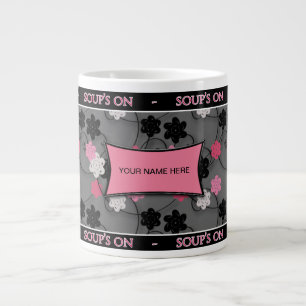 JUMBO SOUP MUG - PINK/BLACK/SILVER