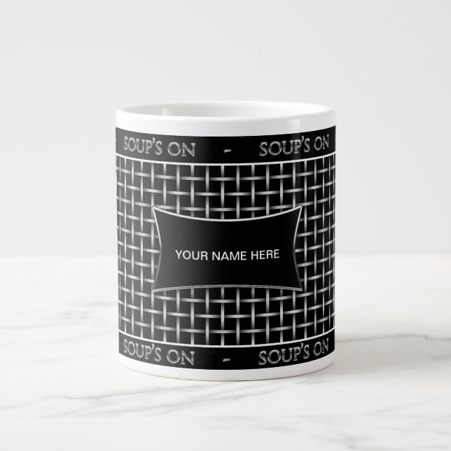 JUMBO SOUP MUG - SILVER MESH PRINT (Front)