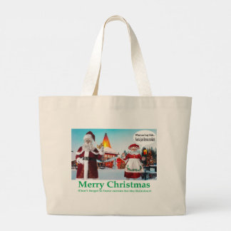 jumbo tote. Merry Christmas.  cats/mr mrs claus Large Tote Bag