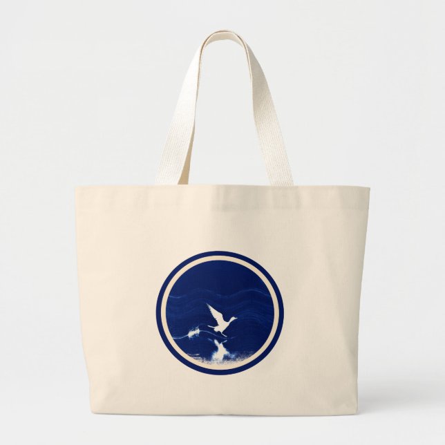 Jumbo Tote with Indigo Bird Taking Off (Front)