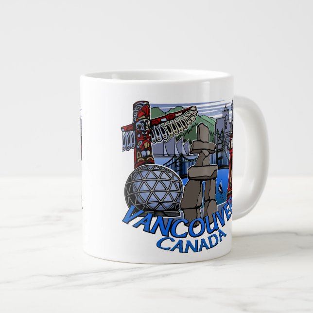 Jumbo Vancouver Coffee Mug Native Art Landmark Cup (Front Right)