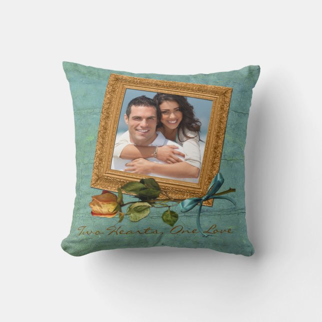 Jumbo Vintage Yellow Rose Photo Pillow (Front)