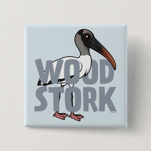 Jumbo Wood Stork 15 Cm Square Badge (Front)