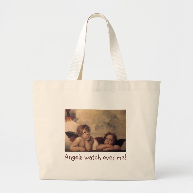 JumboTote-Angels watch over me! Large Tote Bag (Front)