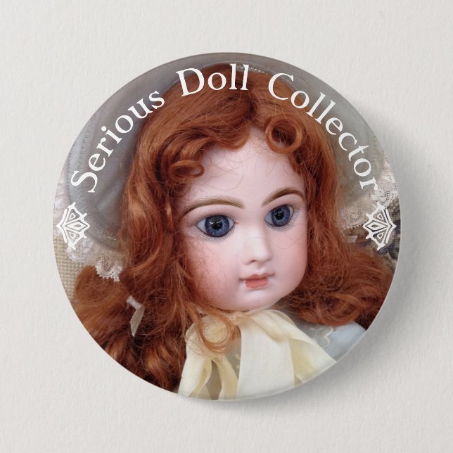 Jumeau Antique Doll Collector 3" Button Pin (Front)